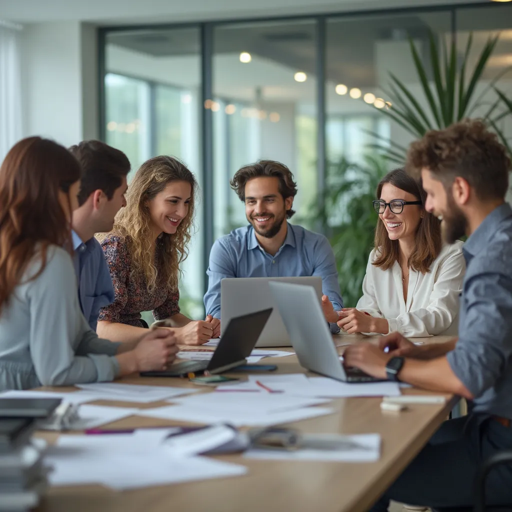 Equipo de consultores en reunión estratégica