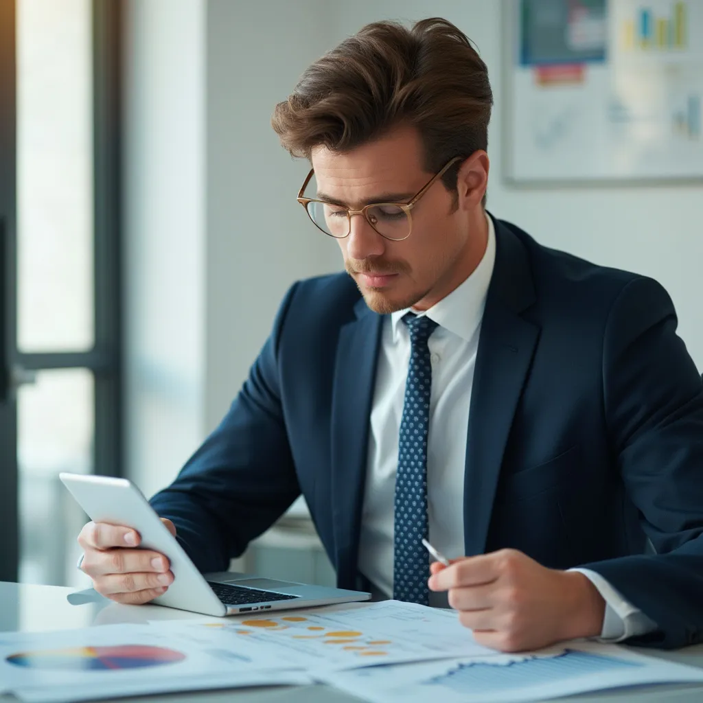Consultor trabajando en un proyecto financiero